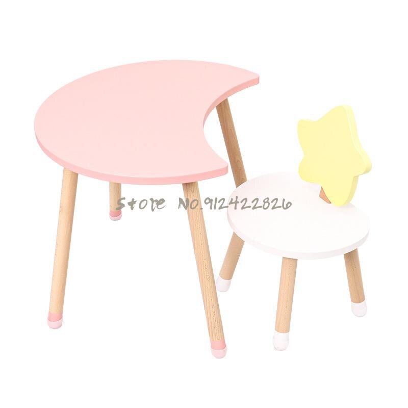 북유럽 단단한 나무 어린이 테이블과 의자 유치원 테이블 가정용 아기 리프팅 학습 테이블 장난감 테이블 쓰기 테이블